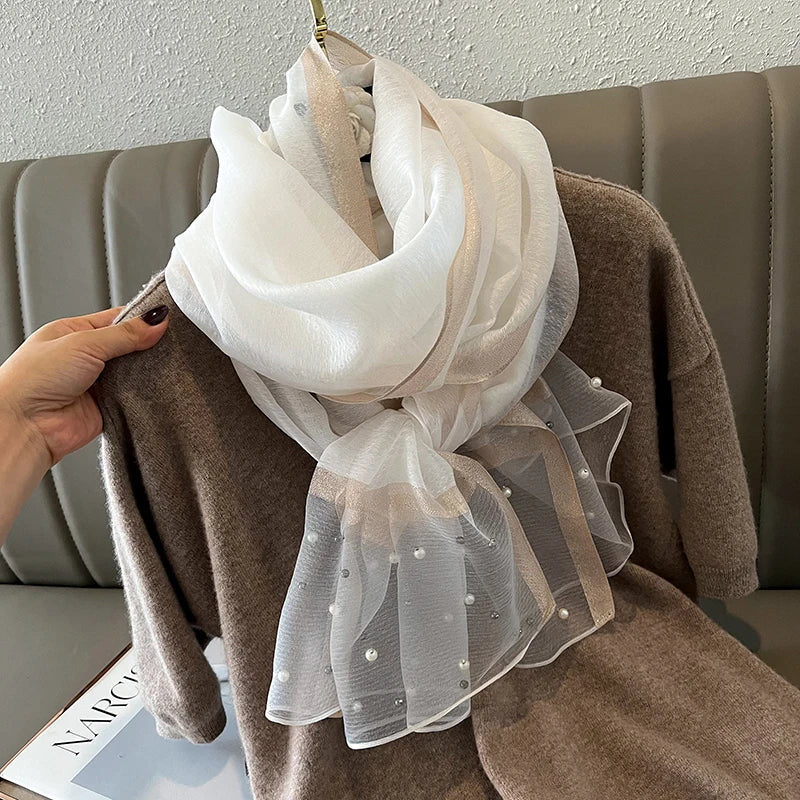 Luxury Women Silk Scarf Lightweight Summer Shawl - Smarsty