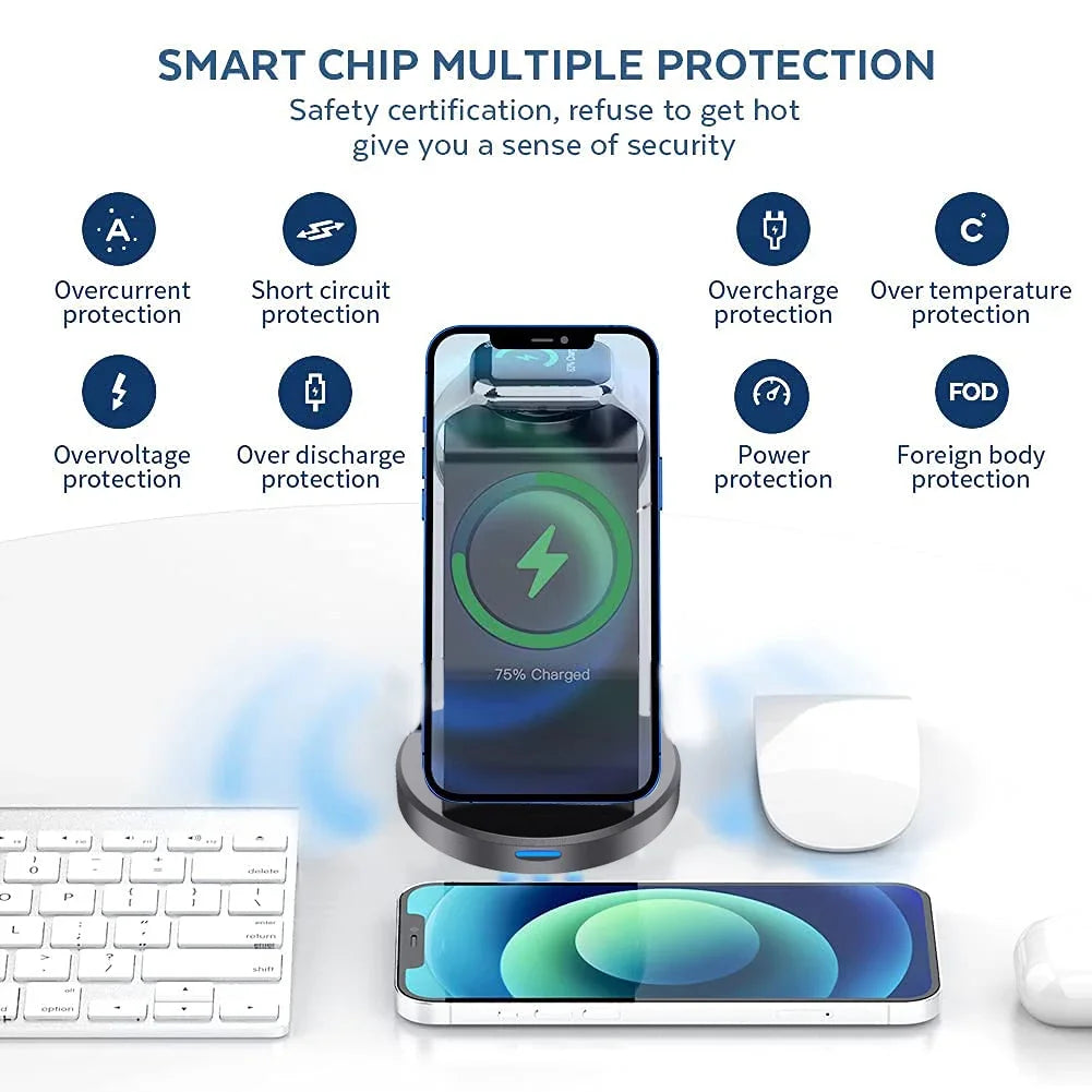 Three In One Magnetic Wireless Charger Stand For iPhone - Smarsty