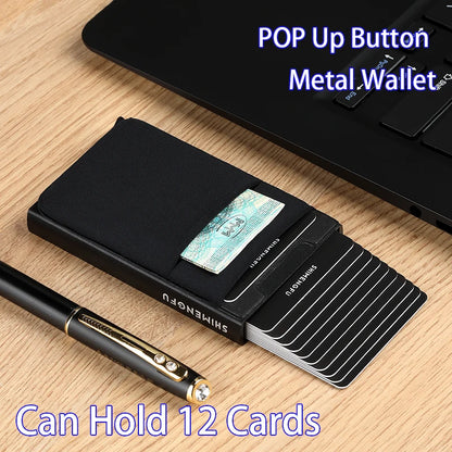 Pop-Up Card Holder RFID Protection Slim Aluminum Men Wallet Elasticity Back Pouch ID Credit Case Travel Cardholder Women Purse - Smarsty