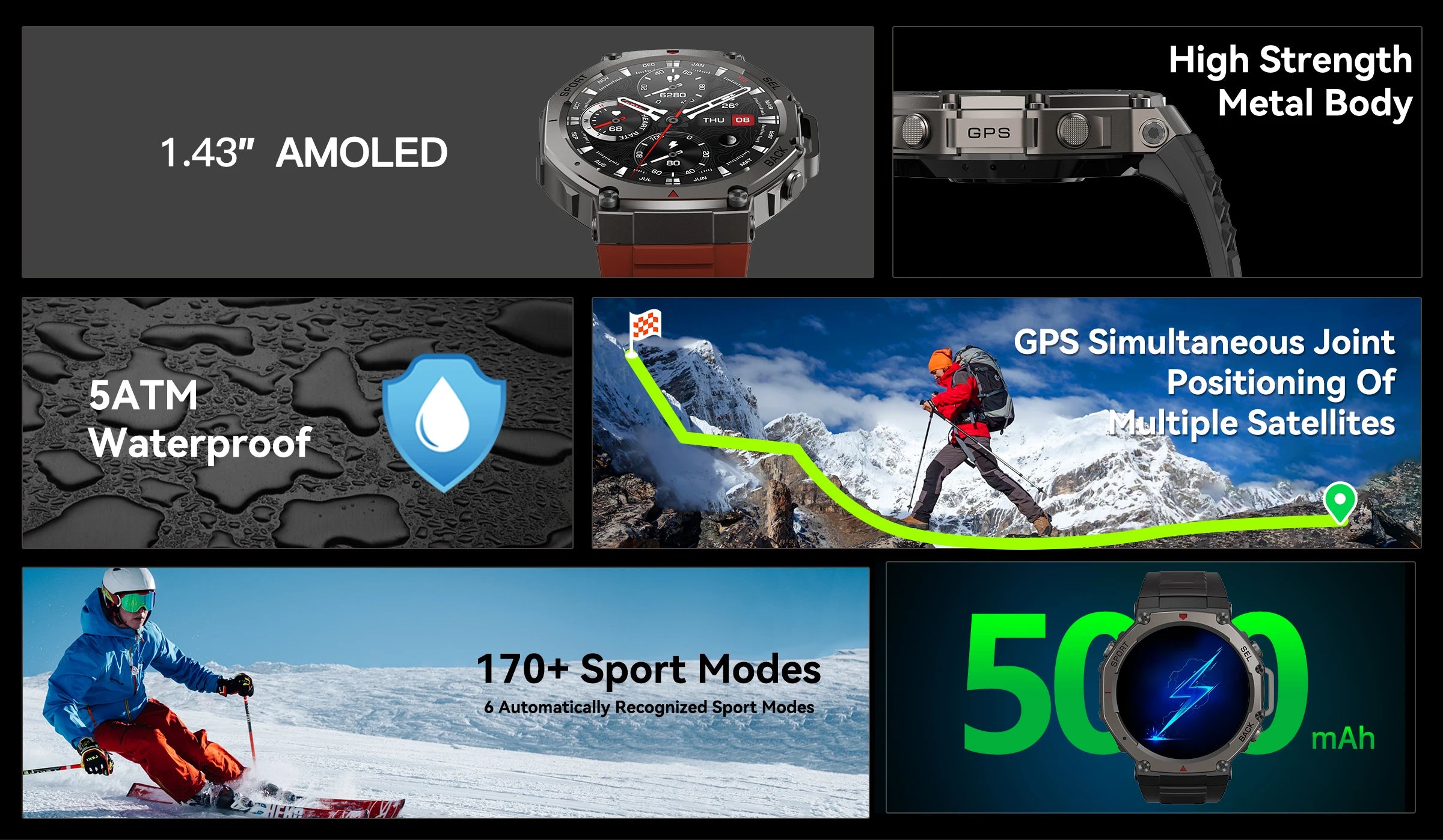 T-Rex 3 GPS Smart Watch with Altimeter and Waterproof Design - Smarsty