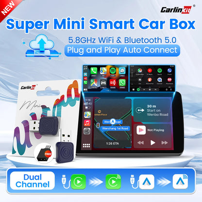 CarlinKit 5.0 Mini Ultra / Pro Wireless CarPlay & Android Auto Adapter For OEM Cars Upgrade WiFi BLE Wireless Auto-connect Phone