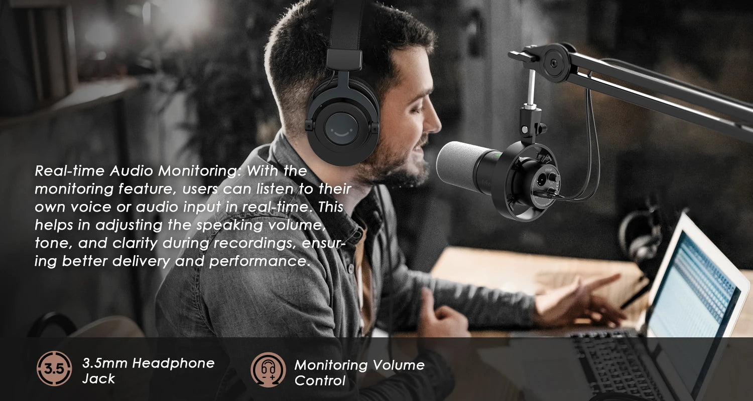 FIFINE USB XLR Microphone with Gain Control and Mute - Smarsty