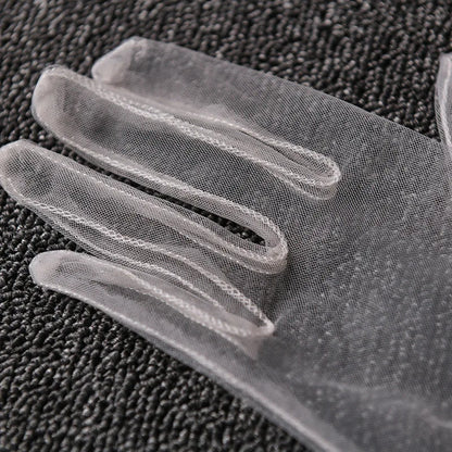 Women Lace Tulle Gloves Stretchy Full Finger Wedding Gloves - Smarsty