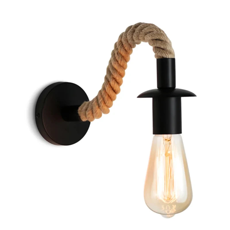 Retro Hemp Rope Wall Lamp for Stylish Indoor Lighting - Smarsty