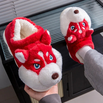 Plus Size 50 Indoor Fluffy Slippers For Women Men Winter Warm Shoes Cute Cartoon Dog Light Weight Couples Home Floor Slipper - Smarsty
