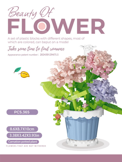 Building block flower simulation bouquet small particle assembly puzzle toy children's handmade DIY potted tabletop ornament - Smarsty