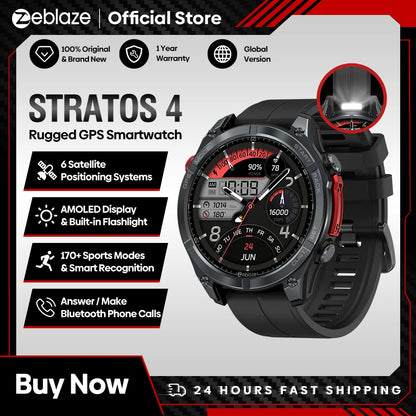 Zeblaze Stratos 4 GPS Smart Watch with AMOLED Display - Smarsty