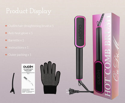OUDIM Ionic Hair Straightener Brush with Six Temperature Settings - Smarsty