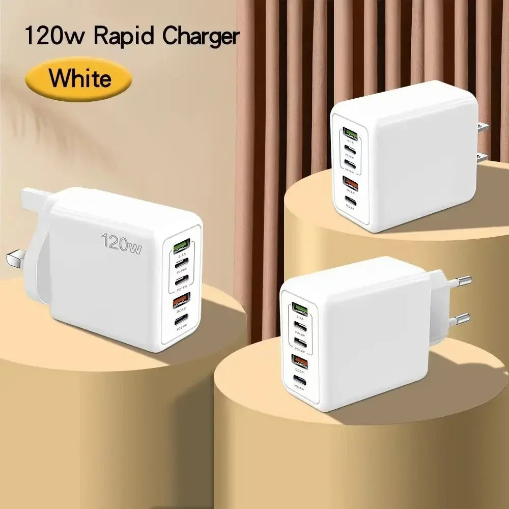 120W 5 Port USB PD Charger Fast Charging Wall Adapter - Smarsty