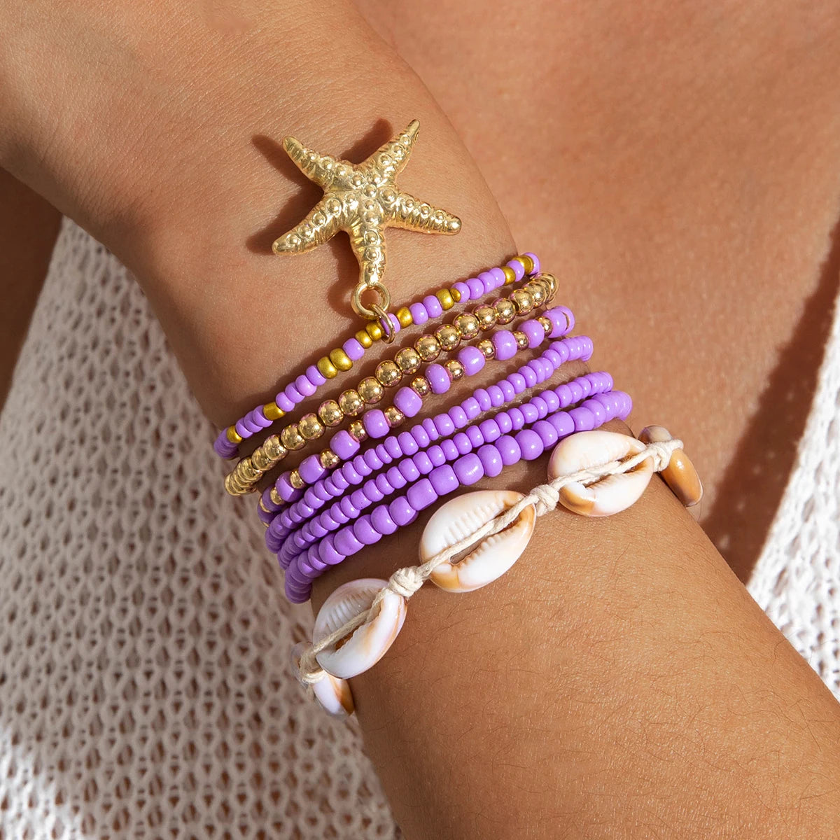 Bohemian Shell Beaded Bracelet Set for Women - Smarsty