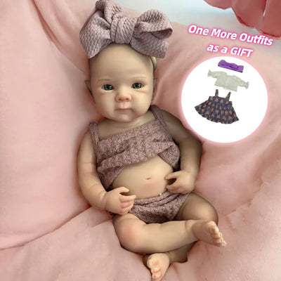 13Inch Waterproof Bettie Bebe Reborn Silicone Girl Doll With 2 Sets Outfits Handmade Paint Skin Soft Touch Newborn Silicone Doll