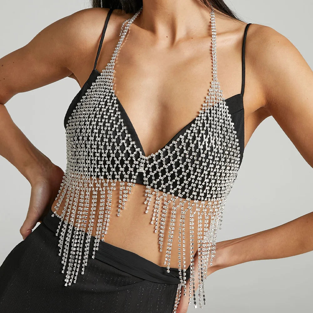 Sexy Mesh Tassels Chest Chain Necklace for Festivals - Smarsty