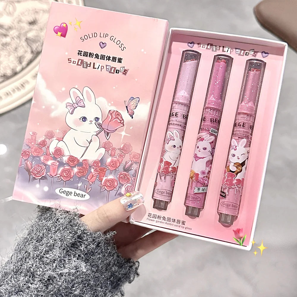 Gege Bear Pink Rabbit Moisturizing Lip Gloss Balm - Smarsty