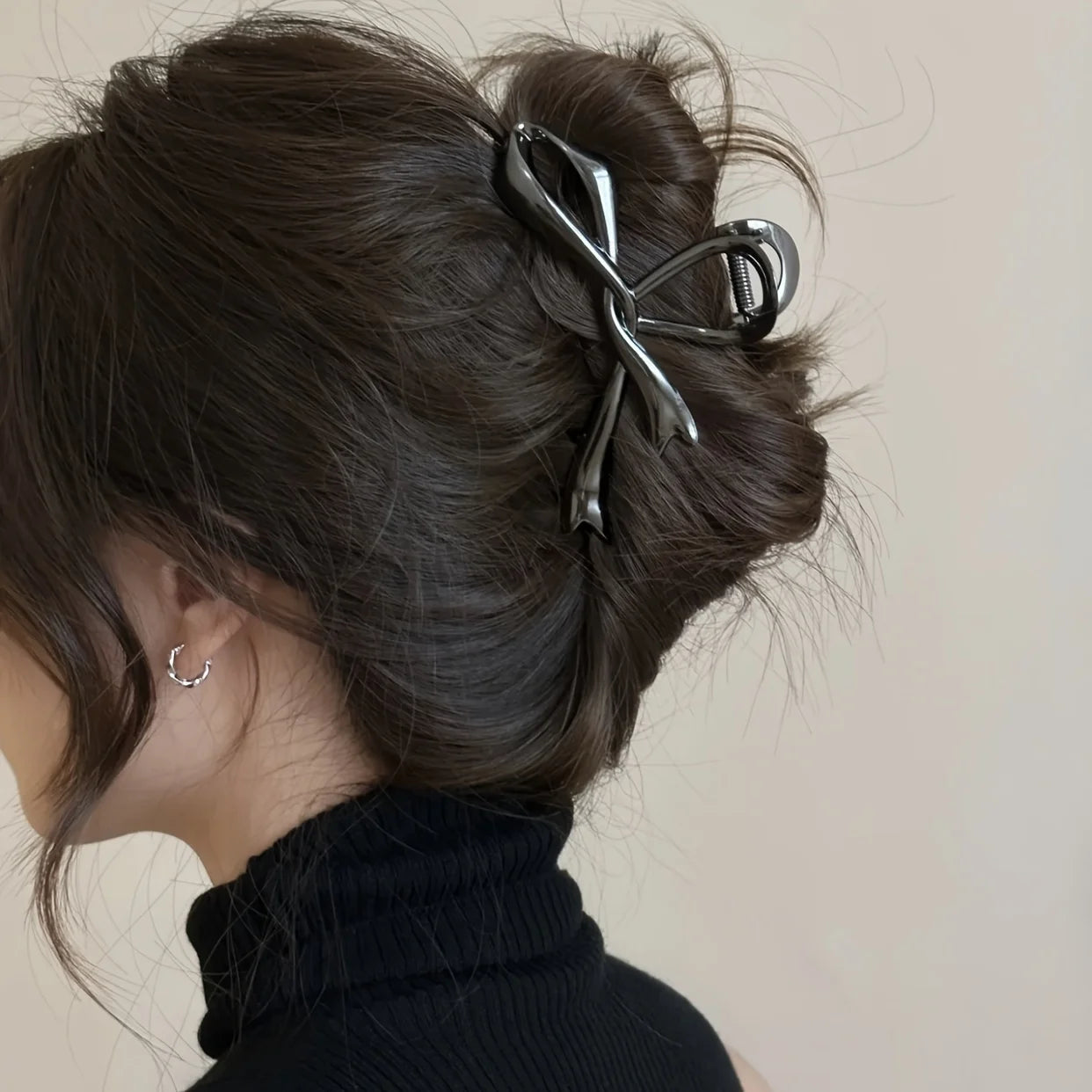 Vintage Ribbon Bow Metal Hair Claw Clips Strong Hold - Smarsty