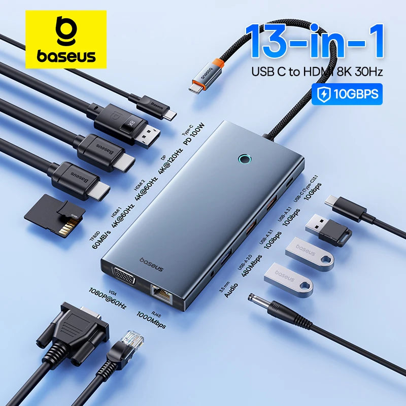 USB-C Hub 4K Ultra HDMI Multiport RJ45 VGA PD 100W