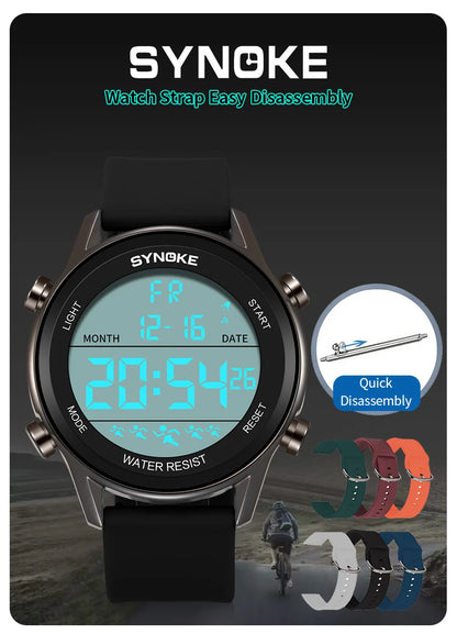 SYNOKE Men's Waterproof LED Digital Sports Watch - Smarsty