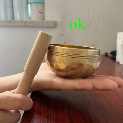 Tibetan Handmade Brass Singing Bowl, Yoga Meditation Bowl for Sound Healing Stress Relief, Buddha Mindfulness bowl Instrument - Smarsty