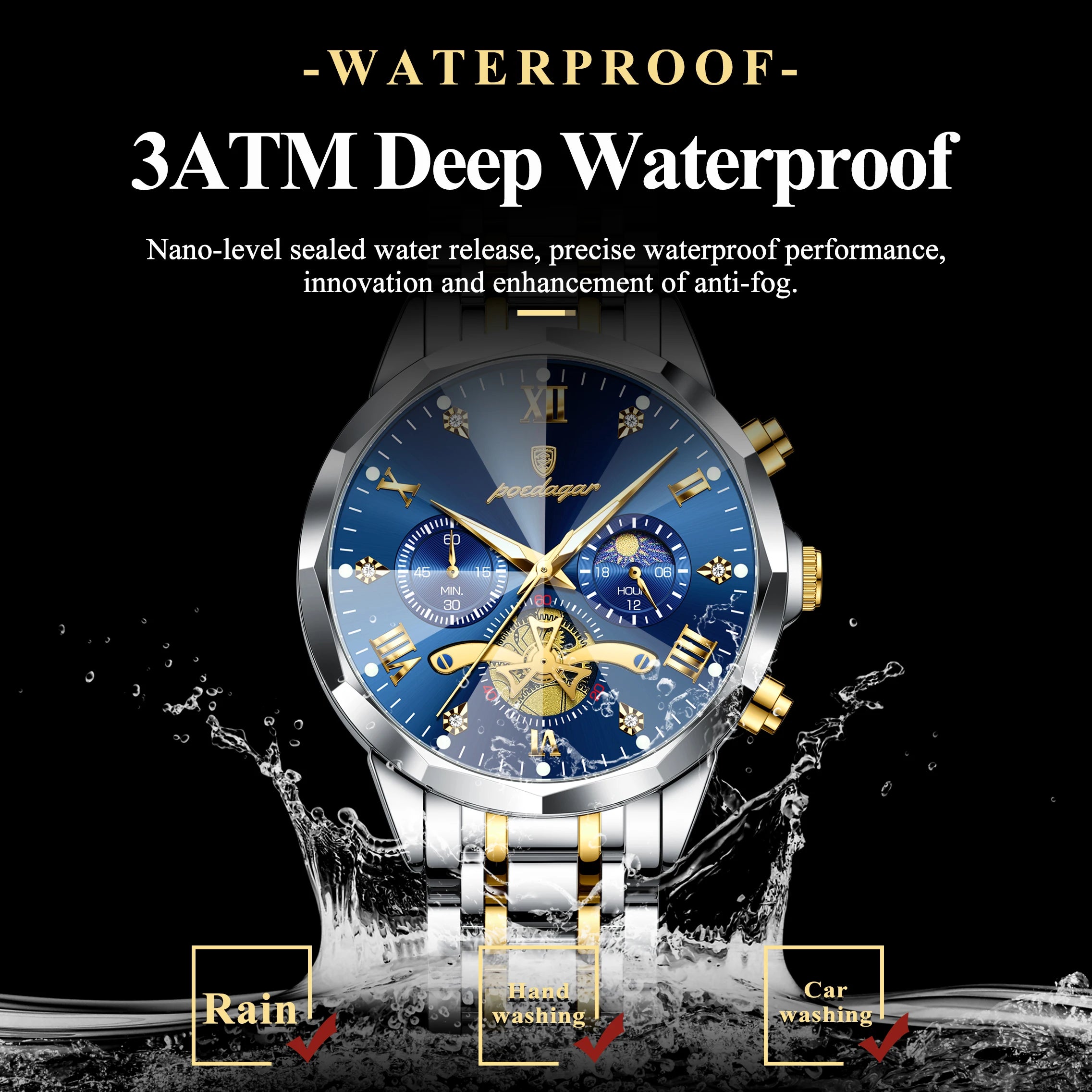 Luxury Waterproof Men's Chronograph Watch with Luminous Features - Smarsty