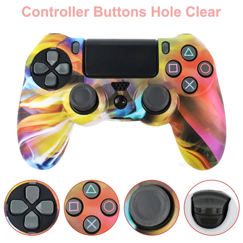 Silicone Skin Case for PS4 Controller with Grip Caps - Smarsty