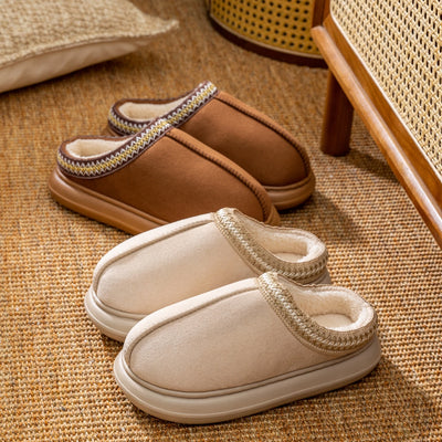 Men's Plush Fleece Lined Slippers Winter Warm House Shoes with Thick EVA Sole for Indoor/Outdoor Use Cozy Non-Slip Home Footwear - Smarsty