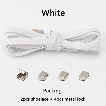 No tie Shoe laces Elastic laces Sneakers Flat Shoelaces without ties Quick Shoelace for Shoes Kids Adult One Size fits All Shoes - Smarsty
