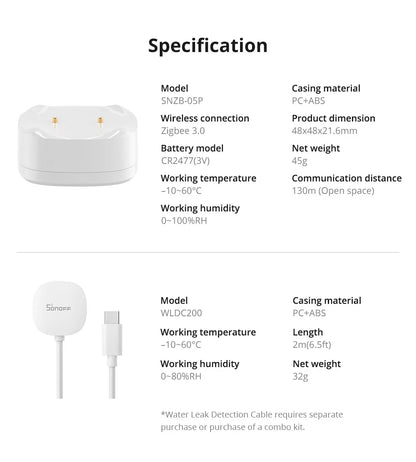 Sonoff SNZB-05P Zigbee Water Leak Detector With Remote Control - Smarsty