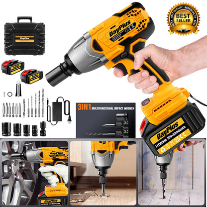 DayPlus 1500Nm Brushless Cordless Impact Wrench - Smarsty