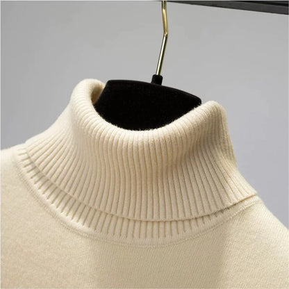 Turtleneck Winter Sweater Women Elegant Thicken Velvet Lined Warm Sueter Knitted Pullover Slim Tops Jersey Knitwear Jumper New - Smarsty