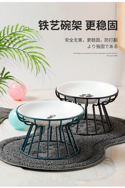 Ceramic Raised Pet Bowl for Cats and Dogs - Smarsty