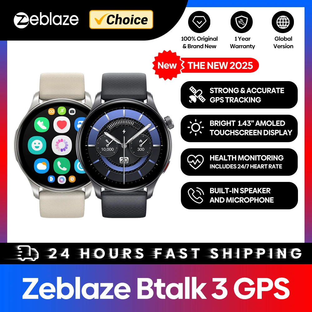 Zeblaze Btalk 3 GPS Smartwatch with AMOLED Screen - Smarsty