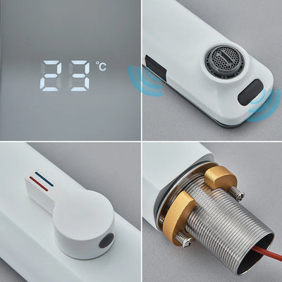 White Smart Sensor Basin Faucet with Digital Display - Smarsty
