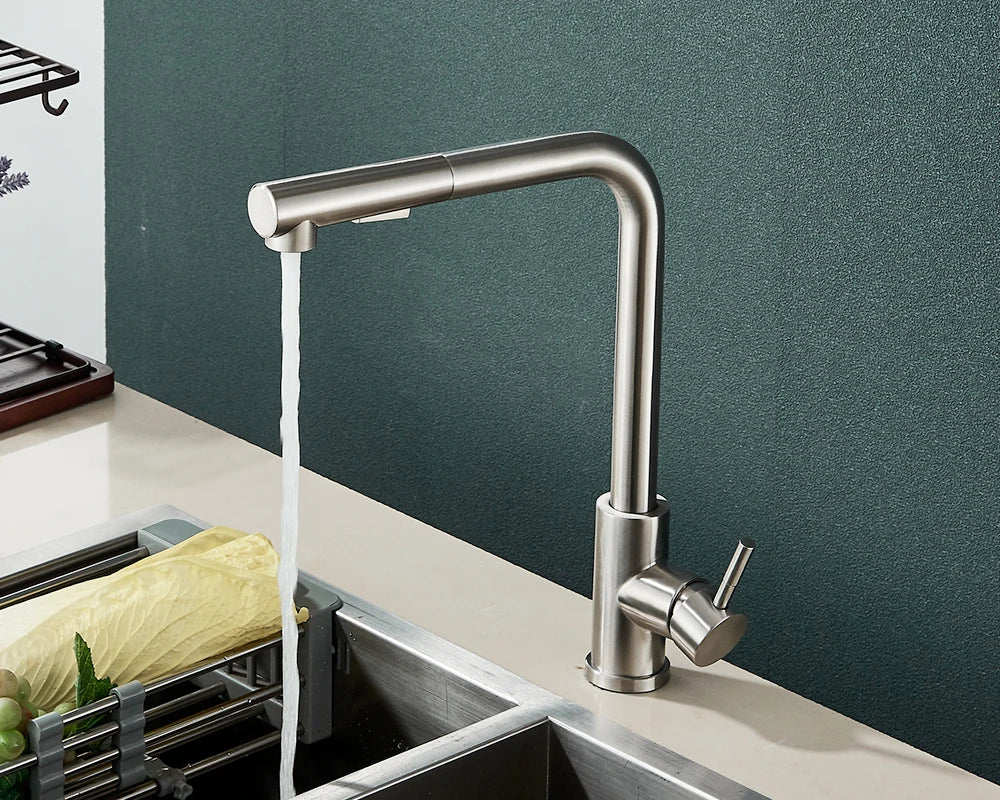 Black Stainless Steel Pull Out Kitchen Faucet with Free Shipping - Smarsty