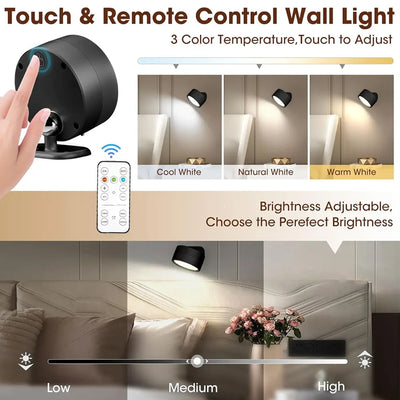 Magnetic LED Wall Light with Dimmable Touch Control - Smarsty