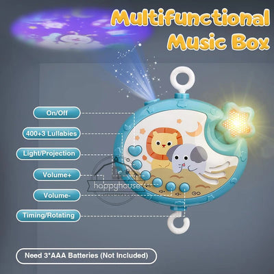Musical Baby Crib Mobile with Lights Music Projection for Infants 0-6 Months Remote Control Crib Toys for Newborn Baby Mobile by Smarsty