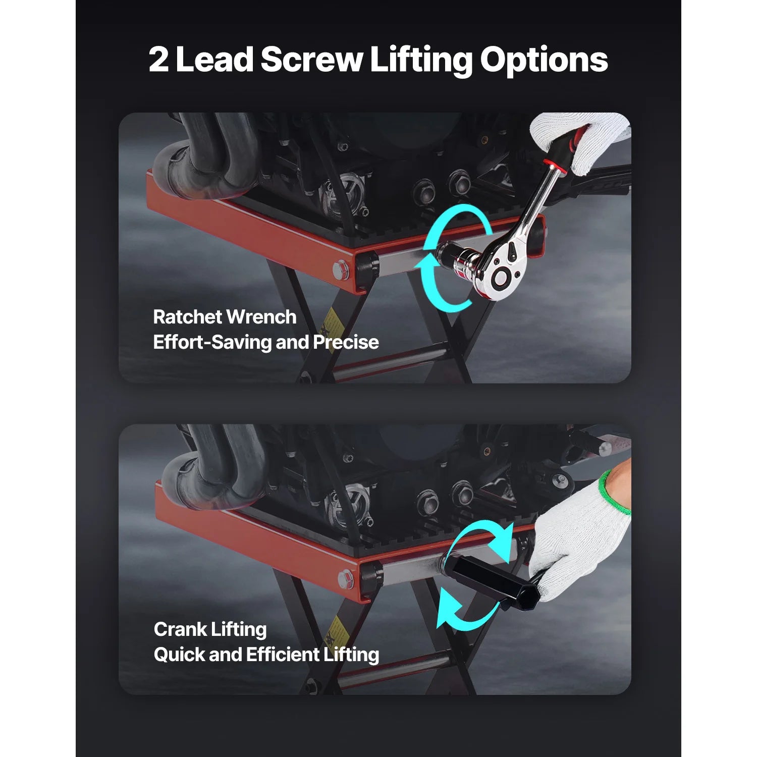 SucceBuy 1200lbs Motorcycle Lift Wide Deck Motorcycle Scissor Jack Heavy Duty Steel Bike Repair Center Stand for ATV, Dirt Bikes