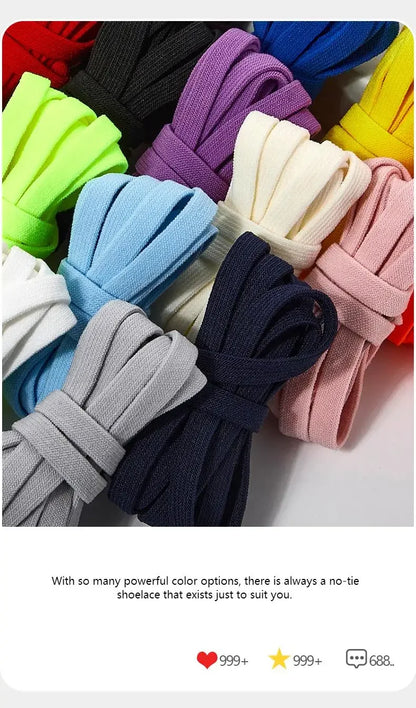Flat Elastic Shoe Laces Sneakers No Tie Shoelaces for Shoes Tennis Quick Shoelace Clips Without Ties Shoe Accessories Kids Adult - Smarsty