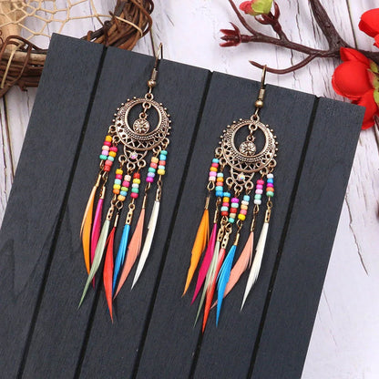 Trendy Bohemian Vintage Tassel Drop Earrings for Women - Smarsty