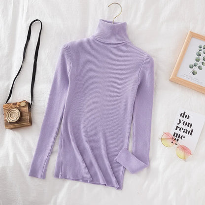 2025 Women Turtleneck Sweater Knitted Soft Pullovers Cashmere Jumpers Basic Solid Soft Sweaters Women Autumn Winter Casual Top - Smarsty