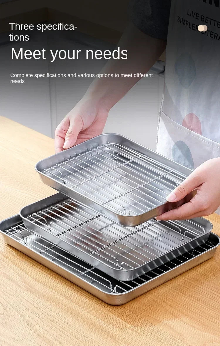 Stainless Steel Baking Pan with Rack for Grilling - Smarsty