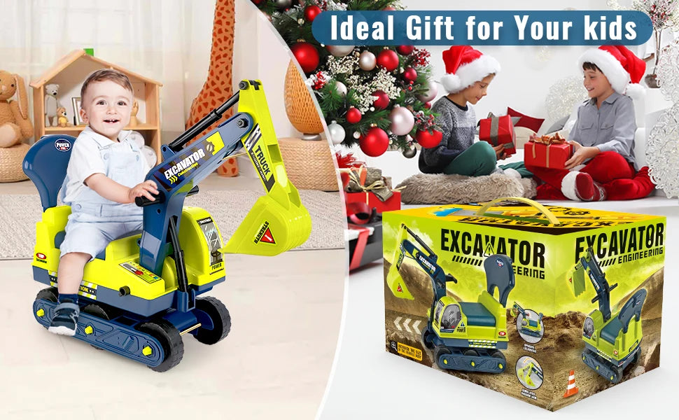 Large Ride-On Construction Toy Vehicle - Manual Drive Version, the perfect Christmas gift for children aged 3 and above