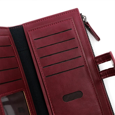 Fashionable New Women's Long Wallet, European and American Fashion Phone Bag, PU Leather Multi Card Carrying Bag - Smarsty