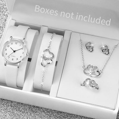 Fashion Women's Quartz Watch with Leather Band and Diamonds - Smarsty