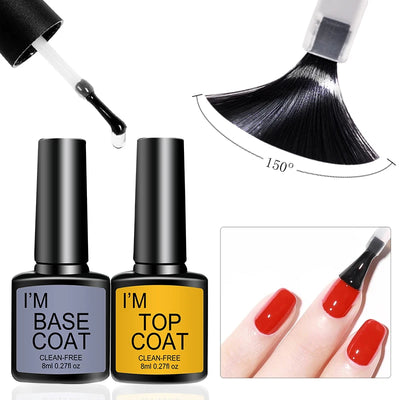 4 Pcs Gel Nail Polish Kit With Base And Top Coats - Smarsty