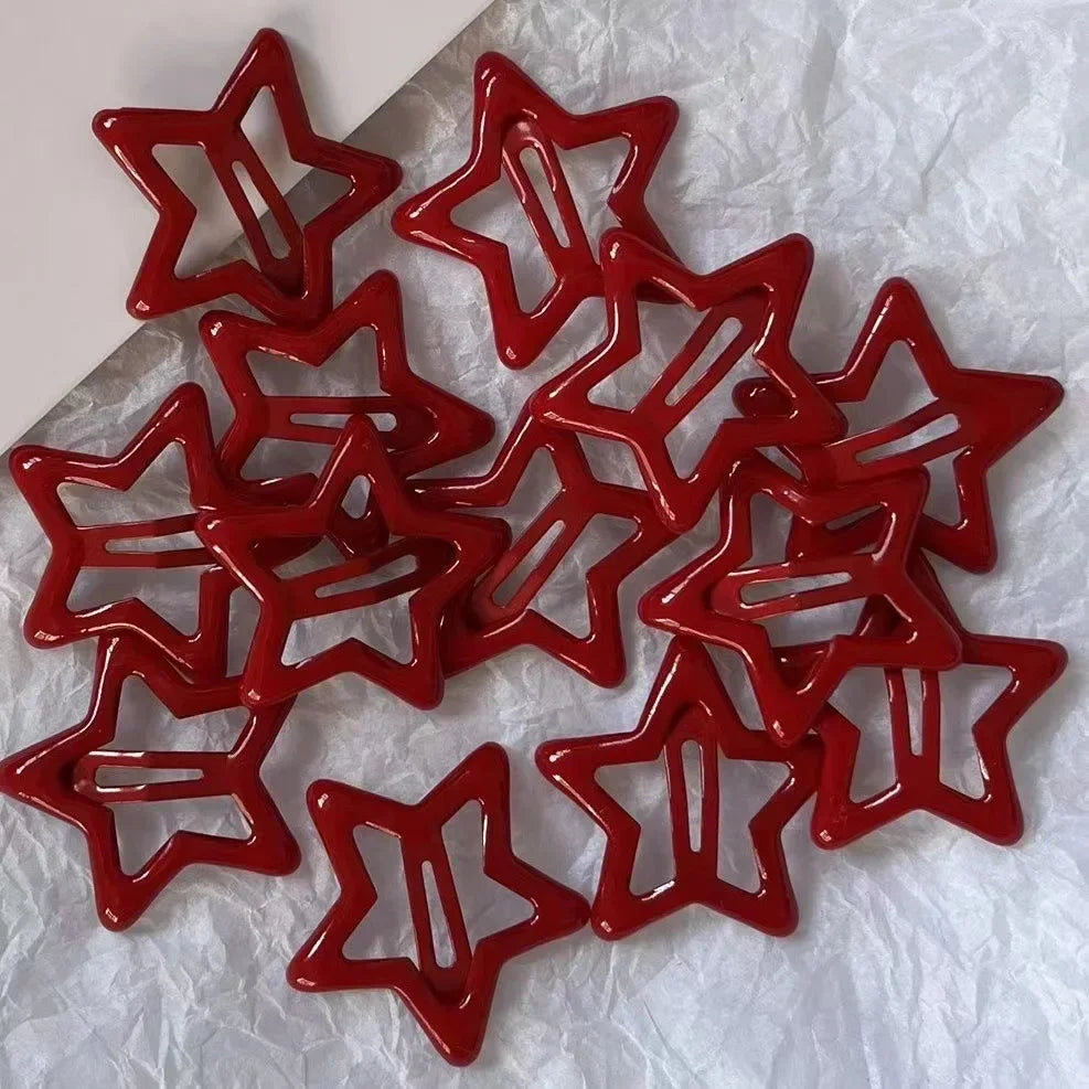 Red Star Snap Clips for Girls Stylish Hair Accessories - Smarsty