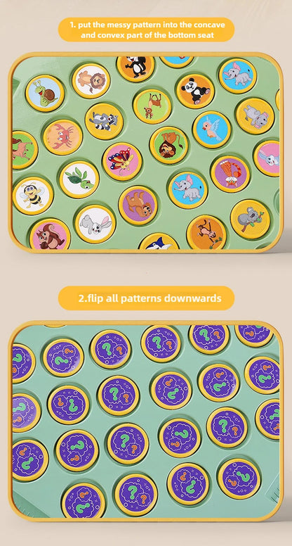 Kids Battle Chess Educational Toy Observation Concentration Training Fun Animal Flip Chess Parent-child Interactive Game Toys by Smarsty