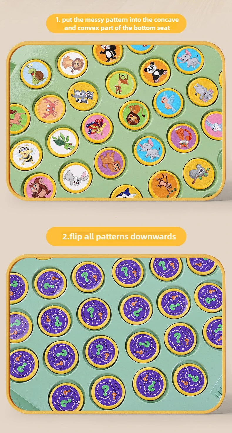 Kids Battle Chess Educational Toy Observation Concentration Training Fun Animal Flip Chess Parent-child Interactive Game Toys by Smarsty