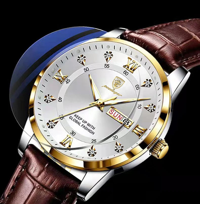 Luxury Waterproof Luminous Leather Quartz Watch for Men - Smarsty
