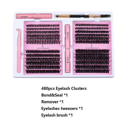 DIY False Eyelashes Clusters Extensions Individual Lashes Cluster Natural Segmented With glue,Remover,lash brush，tweezers - Smarsty