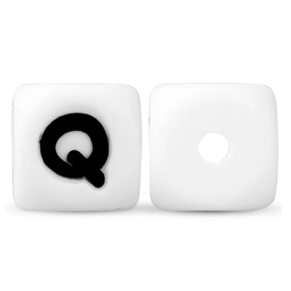 50Pcs Silicone Alphabet Beads White DIY Jewelry Making - Smarsty