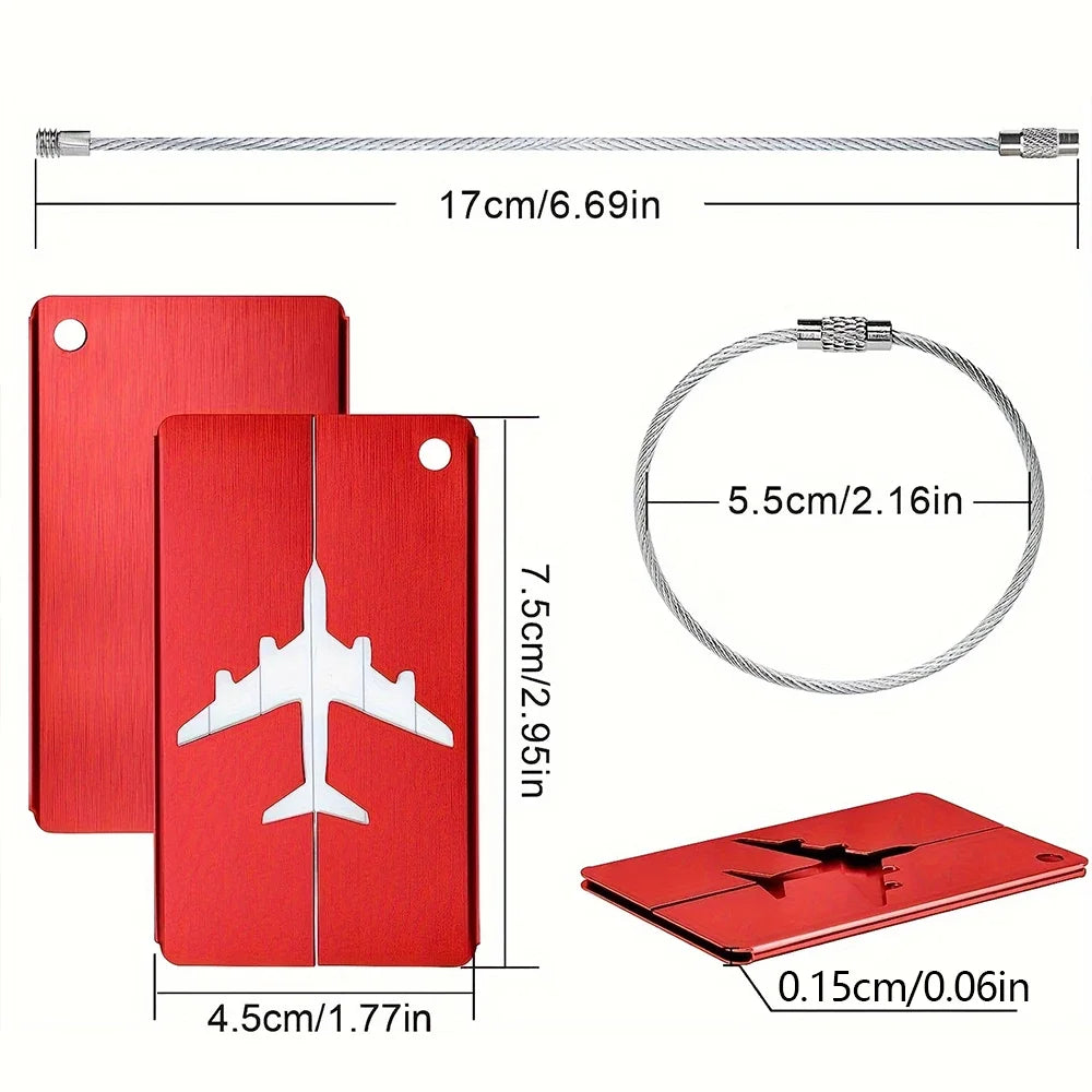 Aluminum Alloy Travel Luggage Tag Hanging Tag Suitcase Tag Plane With Name ID Cards Anti-lost Solid Color Travel Accessories - Smarsty
